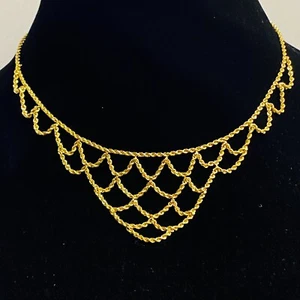 Michael Anthony 14K Yellow Gold 15"-18" Adjustable Rope Chain Bib Necklace 4.3g - Picture 1 of 7