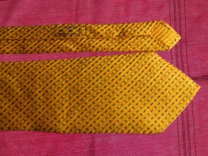 Corbata de seda dorada Dunhill L 58 pulgadas con 4 de diseñador - Imagen 1 de 10