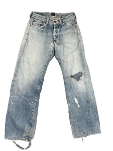 Vintage Lee Rider Buckle Back Selvedge Jeans Men Fits 30x30 Thrashed Destroyed - Picture 1 of 23