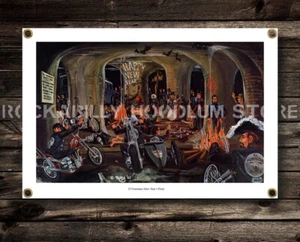Dave Mann Ed Roth Studios El Forestaro Party 2' X 3' Biker Chopper Motorcycle - Picture 1 of 1
