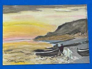 CLAUDE MONET drawing and painting on old paper signed stamped vintage - Picture 1 of 2