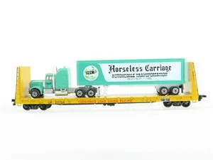 HO Athearn UP Union Pacific Flat Car #215764 w/ Custom Tractor Trailer Load - Picture 1 of 10