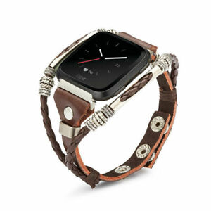 For Fitbit Versa 3 / sense Leather Wristband Bracelet Band Strap Belt Watch