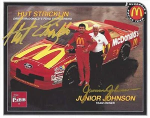 2X AUTOGRAPHED 1993 Hut Stricklin & Junior Johnson #27 McDonalds Racing Vintage - Picture 1 of 2