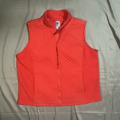 Chaleco IZOD Mujer 1X Rojo Acolchado Cremallera Completa Sin Mangas Forrado de Vellón Capa Exterior Foto 1 de 4