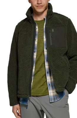 Jaqueta de lã masculina Bass Outdoor Highline Trail zíper completo Forrest verde noite M - Imagem 1 de 4