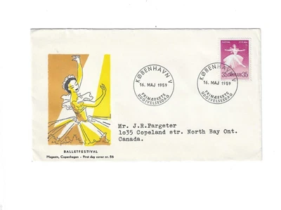 DENMARK 1959 FDC "Balletfestival" sent to Canada - Image 1 of 2