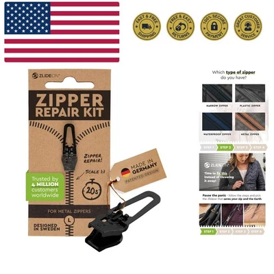 Quick and Durable Zipper Pull Replacement Slider - Fits L Size Metal Zippers - Image 1 of 4