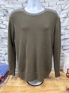 Vince Wool Cashmere Knit Crew Neck Side Zip Sweater Men's Olive Gray M - Picture 1 of 7