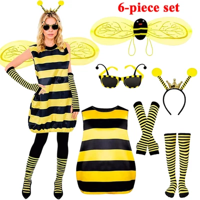 6 Stück Set Bienenkostüm Damen Hummel Kostüm Tier Cosplay Für Karneval Party - Bild 1 von 4