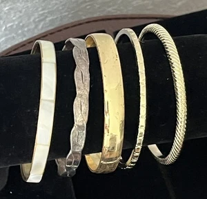 Vintage Nachlass Goldfarben Silberfarben Armreif Armband Boho Retro 5 Stück - Bild 1 von 22