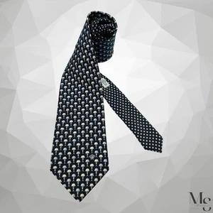 VERSACE Silk Tie Black Table Lamp Pattern Medusa Logo Men’s Necktie 59”-3.75” EC - Picture 1 of 7