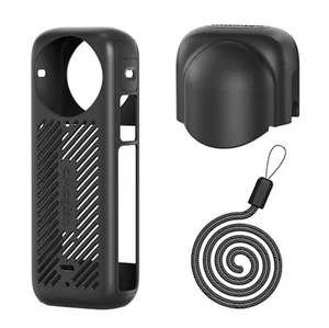 Accessories For Insta360 X4 Camera Silicone Protective Cover / Lens Cap /Lanyard - Picture 1 of 2