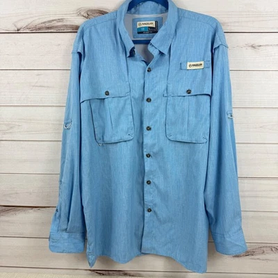 Camisa Magellan Exterior Para Hombres L Azul Manga Larga Pesca Calce Relajado Foto 1 de 4
