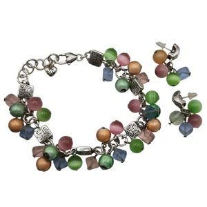 Brighton Mimosa 7.5-9" Bracelet & Earring Set Colorful Pastel Glass Bead Dangles - Picture 1 of 3