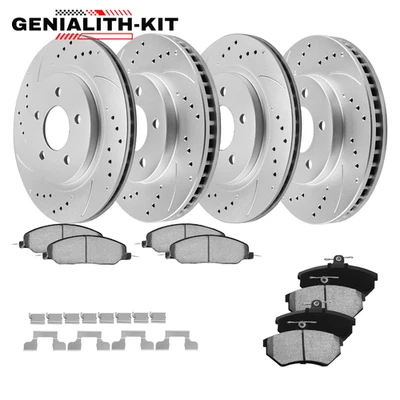 Front & Rear Drilled Rotors + Brake Pads for 2005 - 2010 Ford Mustang Foto 1 de 4