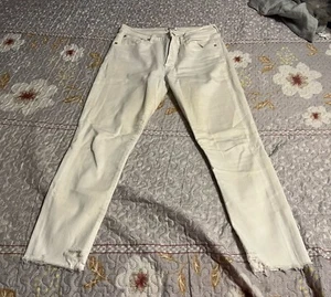 AGOLDE Jeans Womens 30 (31x26)White Sophie High Rise Skinny Crop Raw Hem Stretch - Picture 1 of 12