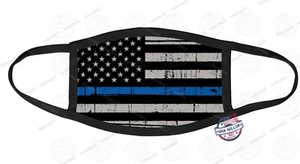 CUBIERTA DE MÁSCARA FACIAL PERSONALIZADA con diseño de bandera azul para oficial de policía reutilizable - Imagen 1 de 2