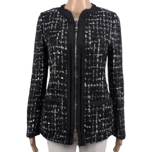 Elie Tahari Silk Wool Blend Reversible Blazer Black White Womens Size 6 - Picture 1 of 13