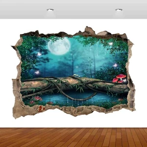 Fantasy Enchanted Moon Dark Forest 3D Mural Decal Wall Sticker Poster Vinyl S231 - Picture 1 of 1