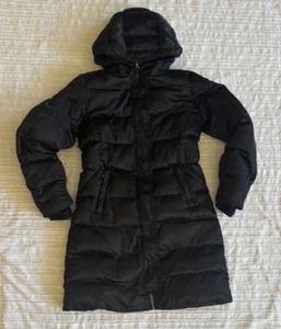 Lands End Girls Black Down Puffer Coat with Hood sz M 10 - 12 - Picture 1 of 9