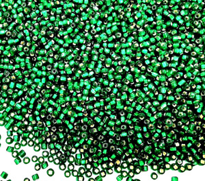 40gms size 11/0 Beads - Colour - Clear  Emerald Silver Lined MA