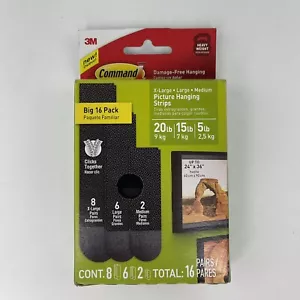 Command Black Picture Hanging Strips Value Pack, 16 Pairs, XL, Large, Medium - Picture 1 of 6