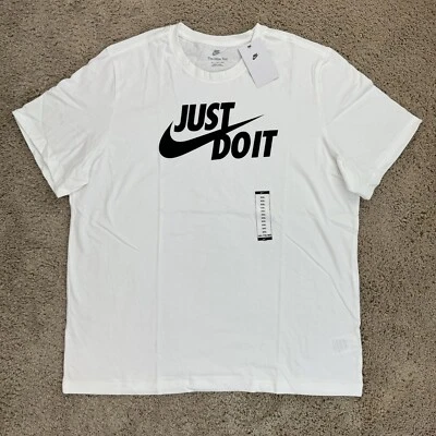 Camiseta Nike Para Hombre XXL Ropa Deportiva JDI Just Do It Camisa Algodón Blanca/Negro Nueva con Etiquetas Foto 1 de 4