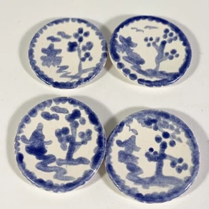 1:12 Scale Miniature Stoneware Plates Blue Willow Handmade Hand Painted In Texas - Picture 1 of 4