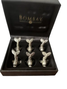 Juego de 6 tarjeteros Bombay Company Place Koi pescado peltre plata vintage - Imagen 1 de 5