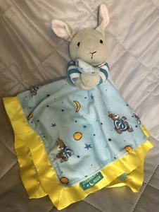 Goodnight Moon Bunny Rabbit Lovey Plush Baby Security Blanket Yellow Satin Edge - Picture 1 of 5