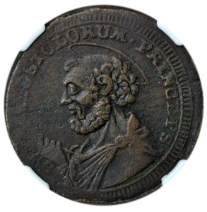 Papal States (FERMO) Emergency 2-1/2 Baiocchi 1796 St. Peter NGC AU - Picture 1 of 3