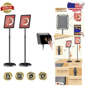 Sturdy Outdoor Indoor Sign Holder with Chalkboard Feature - 2 Pack Sign Stands - Picture 1 of 9