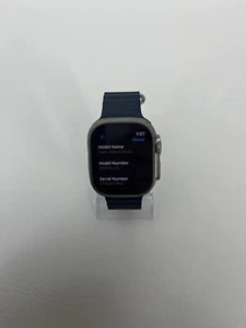 Unlocked Apple Watch Ultra 49MM Natural Titanium Blue Ocean Band MREG3LL/A - Picture 1 of 10