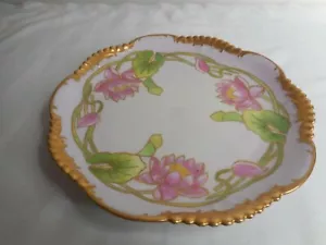 Piatto decorativo vintage art deco loto dipinto a mano firmato B. Mengel - Foto 1 di 6