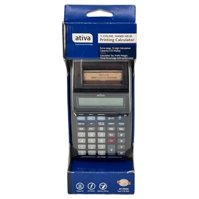 Handheld Printing Calculator Retail XL Display AC/DC Battery Ativa AT-P500 NIB - Image 1 of 4