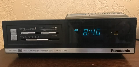 Vintage Panasonic RC-6360 AM/FM Dual Alarm Clock Radio Blue LED w/ Dimmer TESTED Cover