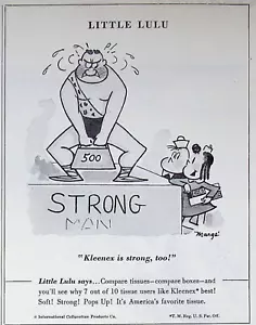 1947 Kleenex Tissues Vintage 40s Print Ad Little Lulu Comic Strong Man 500 lb. - Picture 1 of 2