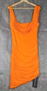 Perlapoc Bodycon Dress, Square Neck, Sleeveless, Orange, Asymmetrical Hem, Large - Picture 1 of 9