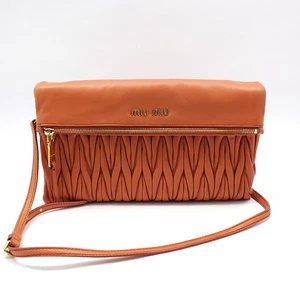 Miu Miu Matelassé Nappa Clutch Crossbody Bag in Orange Pink 0385 73893674 - Picture 1 of 13