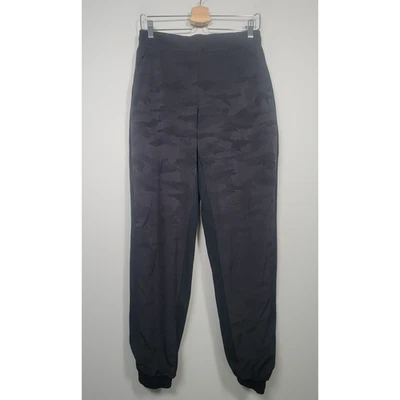 Athleta Brooklyn 慢跑裤女式 6 高迷彩内衬拉链口袋弹力黑色 — 第 1/4 张图片