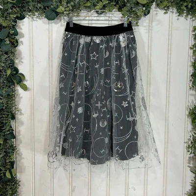 Falda Midi Her Universe Star Wars XS Plateada Negra Retro Tul Geek Juegos con disfraces Fiesta Foto 1 de 4