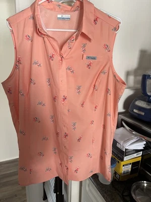 Camisa sin mangas Columbia PFG Tamiami para mujer melón con flores talla XXL/2TG NUEVA SIN ETIQUETAS Foto 1 de 4