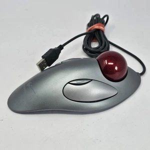 Logitech T-BC21 Trackman Red Marble USB Trackball Ergonomic Mouse Wired - Picture 1 of 7
