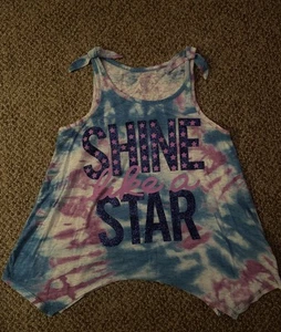 Girls Justice Tank Top Tie Dye Shine Like A Star Glitter Size 10 - Picture 1 of 5