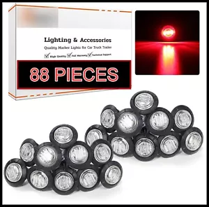 88 3/4 In Round Red LED Clearance Marker Stop Brake Fender Truck Trailer - Picture 1 of 6