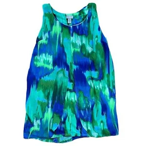 Catherines Sheer Chiffon Split Front Knee Length Green Blue Dress Womens size 2X - Picture 1 of 5