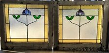 Pair of Antique Hammered Stained Glass Windows Circa 1915