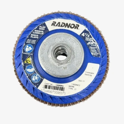 RADNOR™ 64000955 4 1/2" X 5/8" - 11" 60 Grit Type 27 Flap Disc-6Pck - Image 1 of 3