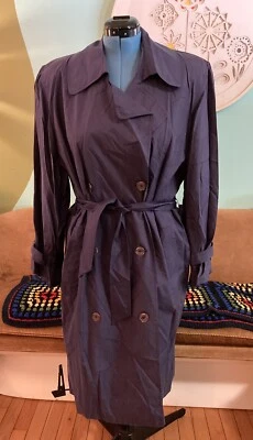 Gabardina vintage NOS años 90 Clifford & Wills azul 100 % seda talla Grande Foto 1 de 4